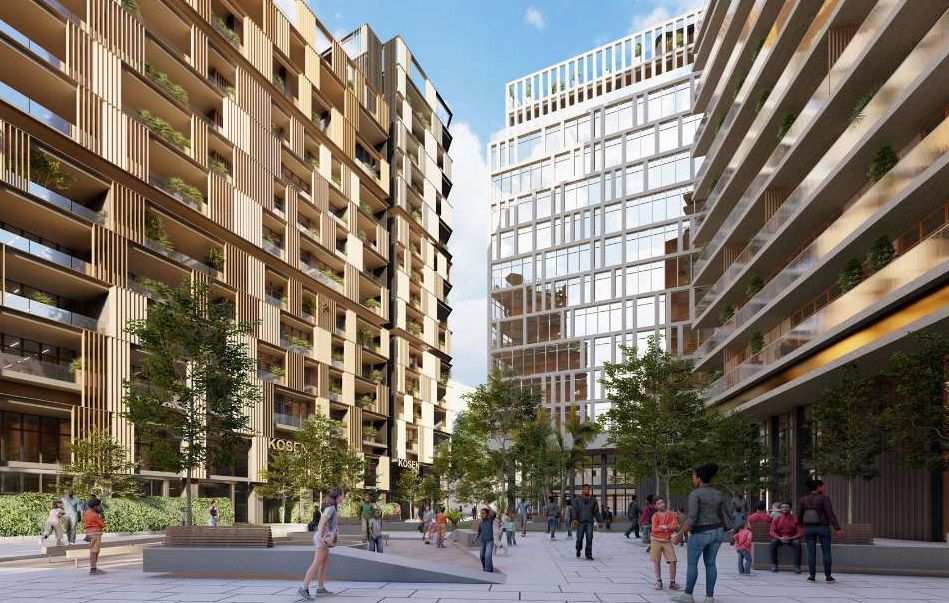 Kōsen offre de larges terrasses surplombant des cours intérieures et des îlots avec jardins.